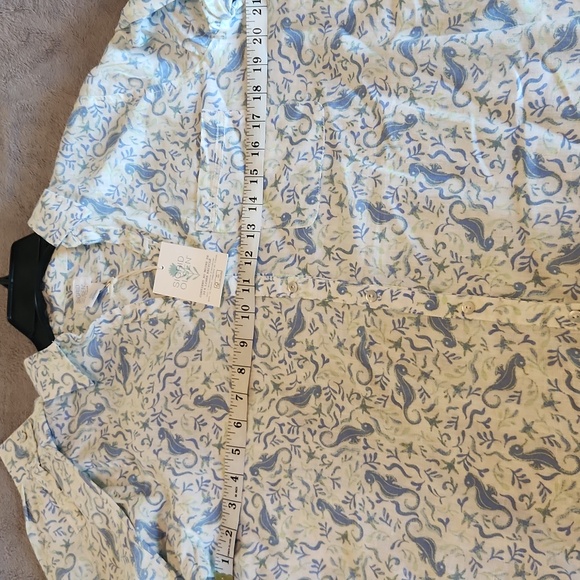 Sigrid Olsen NWT 100% Linen Button Down Beach Shirt With Ea Horses - Picture 7 of 9